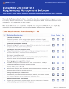 Requirements Management evaluation checklist
