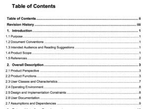 Software requirements specification document template