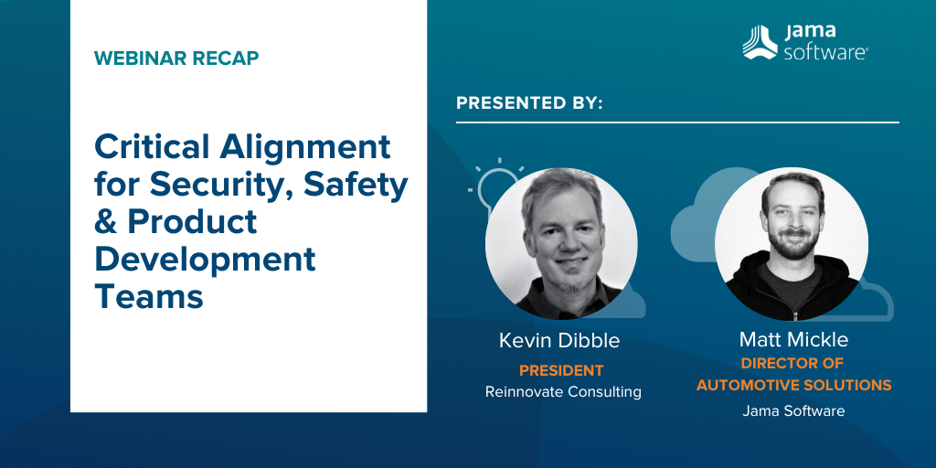 This image shows the speakers for a webinar titled, "Critical Alignment for Security, Safety & Product Development Team"