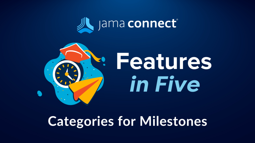 Clock wearing a graduation cap showing the topic of the instructional video as Categories for Milestones.