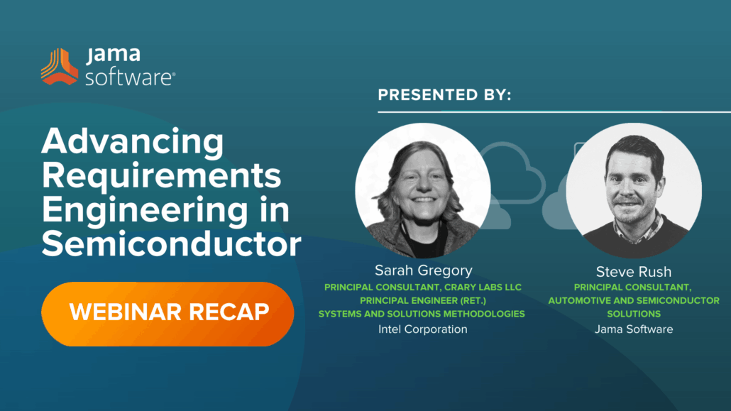 The speakers of a webinar on the topic of requirements engineering for semiconductor.