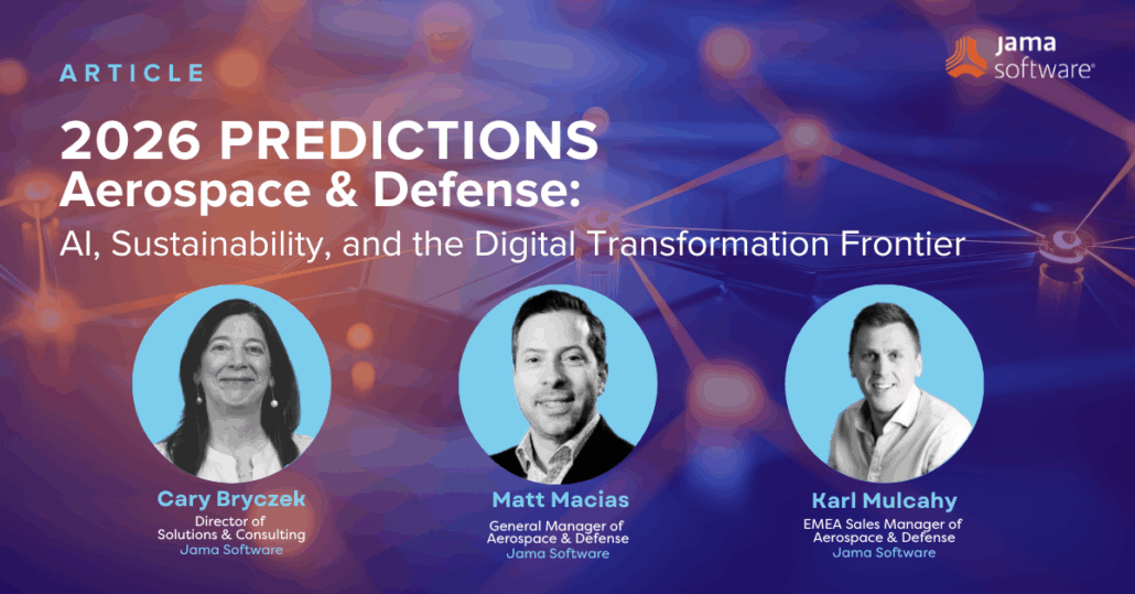 Three Subject Matter Experts shows alongside the topic of this blog which is on the topic of 2026 Aerospace & Defense Predictions.