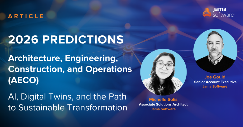 Two subject matter experts on AECO alongside text reading this topic as 2026 AECO predicitons.