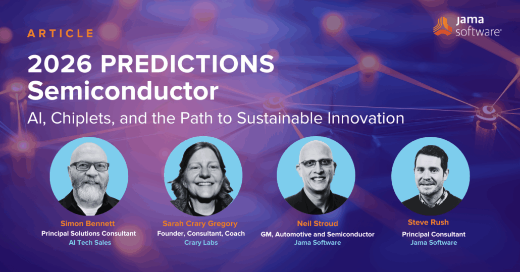 Headshots of four subject matter experts who wrote their input for 2026 semiconductor predictions.