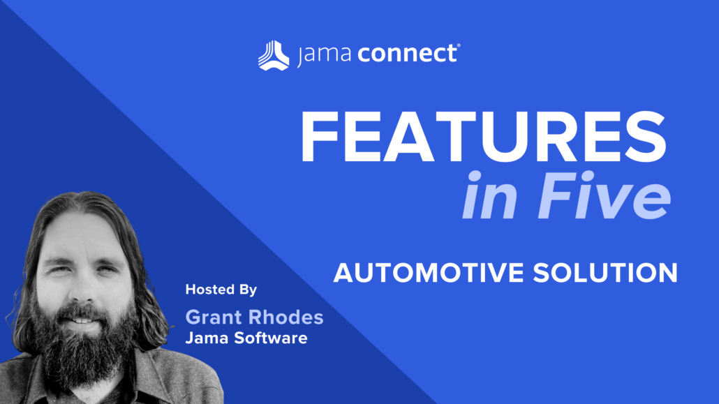White Jama Connect logo over dark blue background the the subject's topic of Automotive Solution in text along the bottom.