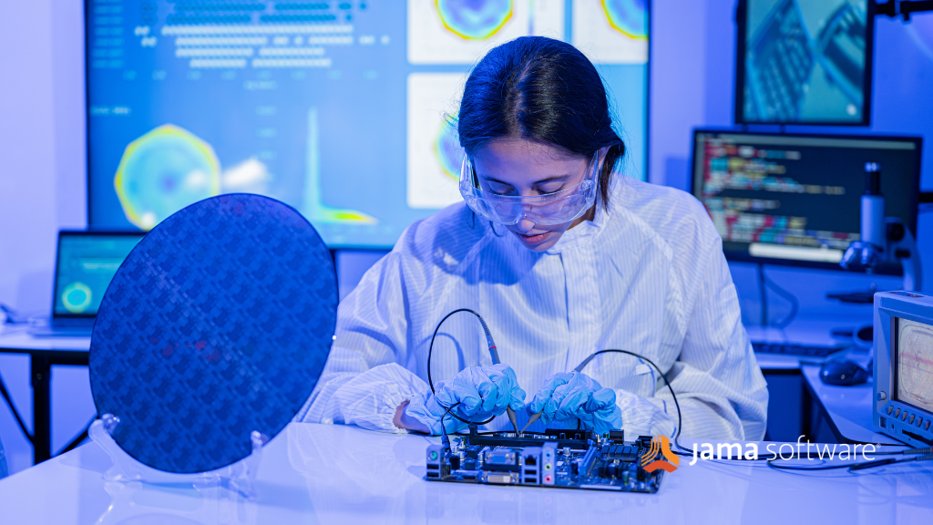 Semiconductor wafer being inspected.